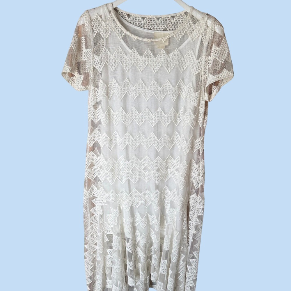 Maeve Anthropologie Jenna Dropwaist Dress, Ivory, M